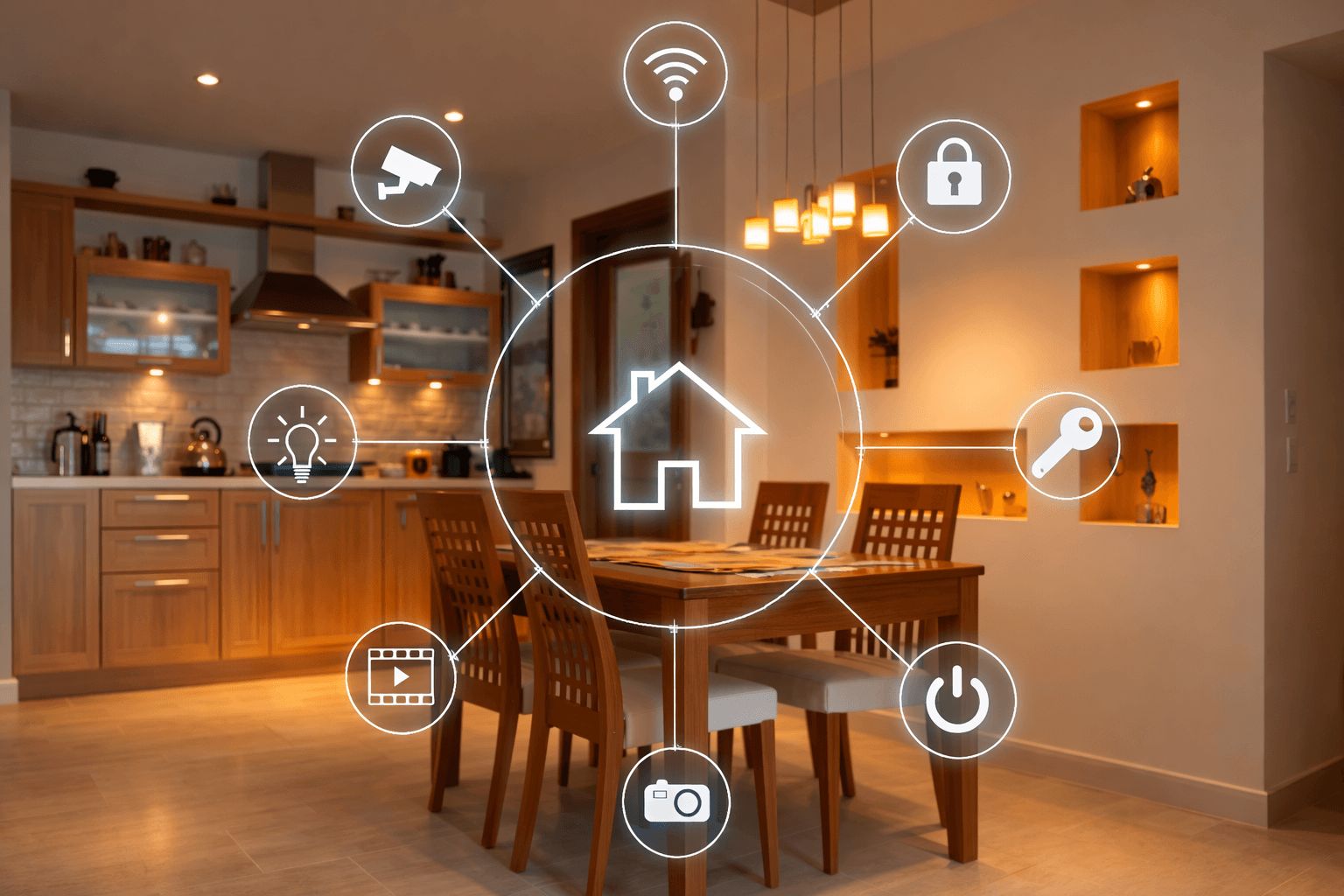 Smart home technology hub with connected devices